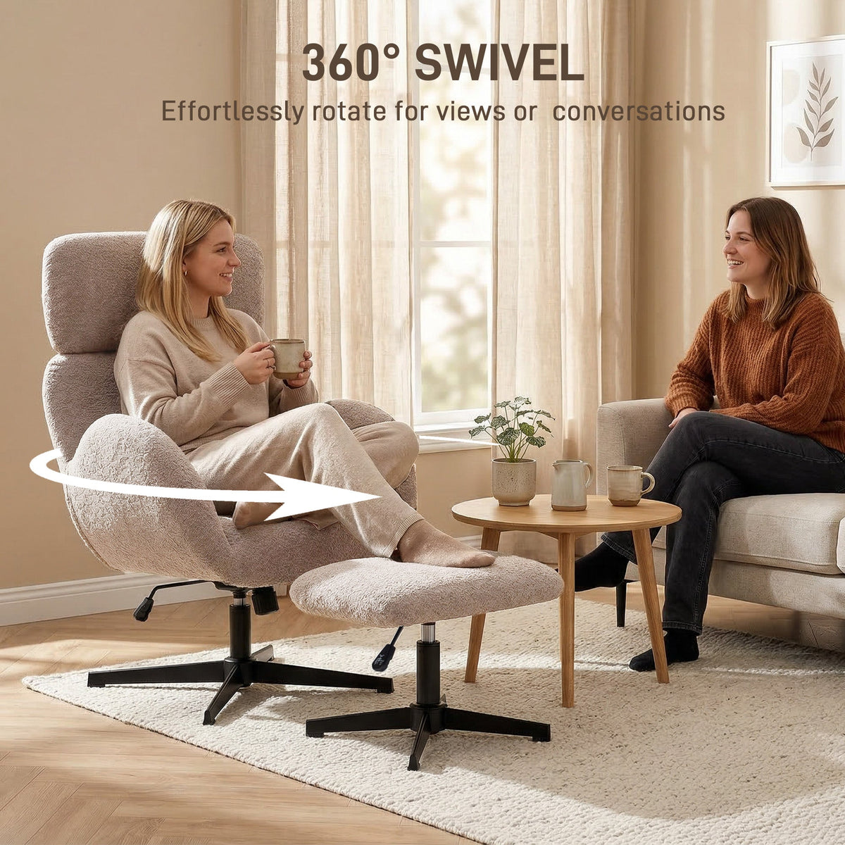 Thornton Swivel Armchair & Footstool in Chestnut