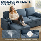 Hensley L-Shaped Corner Sofa Bed in Ink Blue