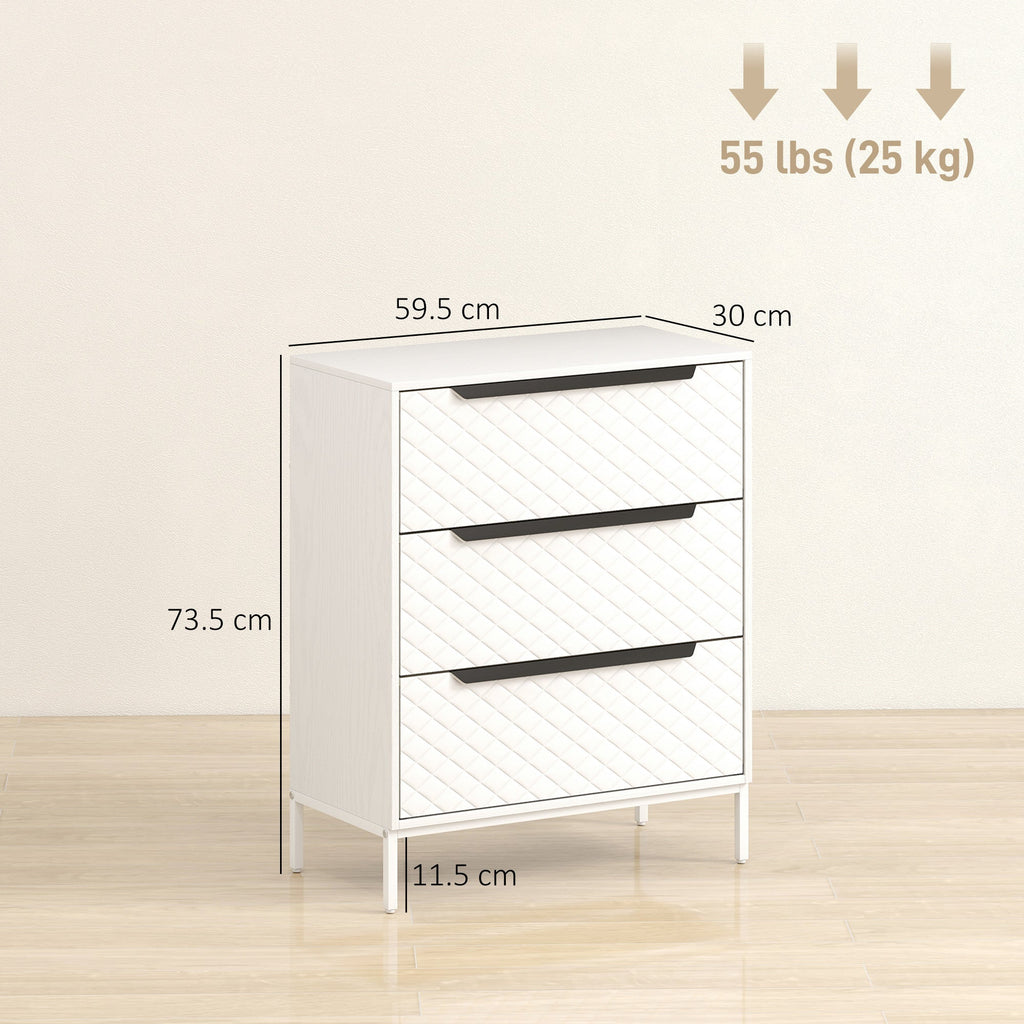 Linden 3-Drawer Fabric Chest in White