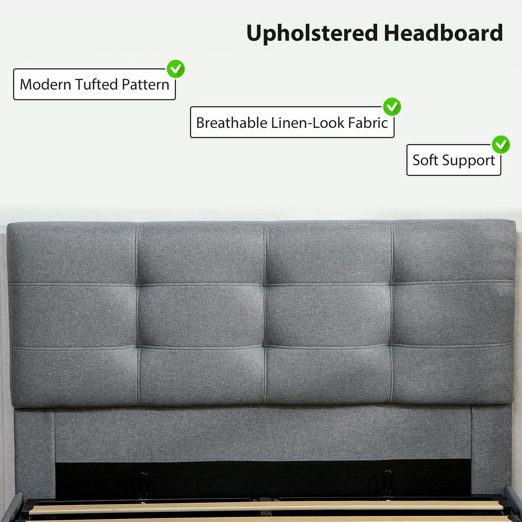 Bramley Gas-Lift Ottoman Bed in Grey — Double