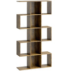 Halden S-Shaped Geometric Bookcase in Rustic Oak