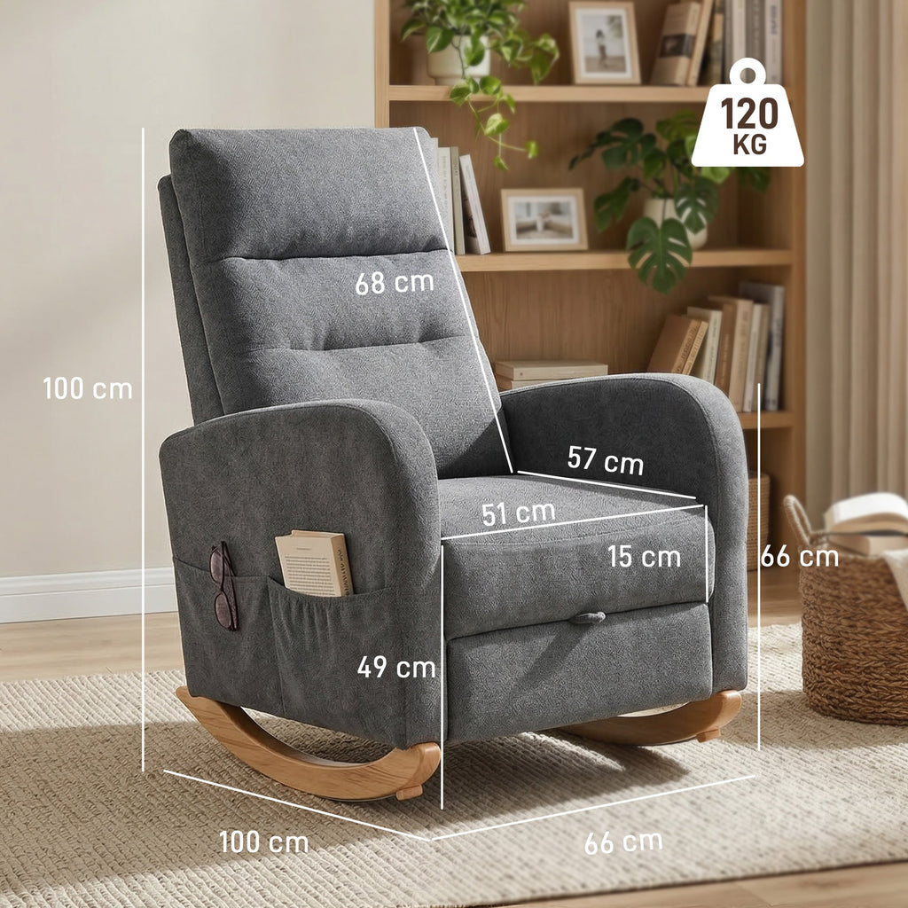 Pembroke High-Back Rocking Chair in Dove Grey