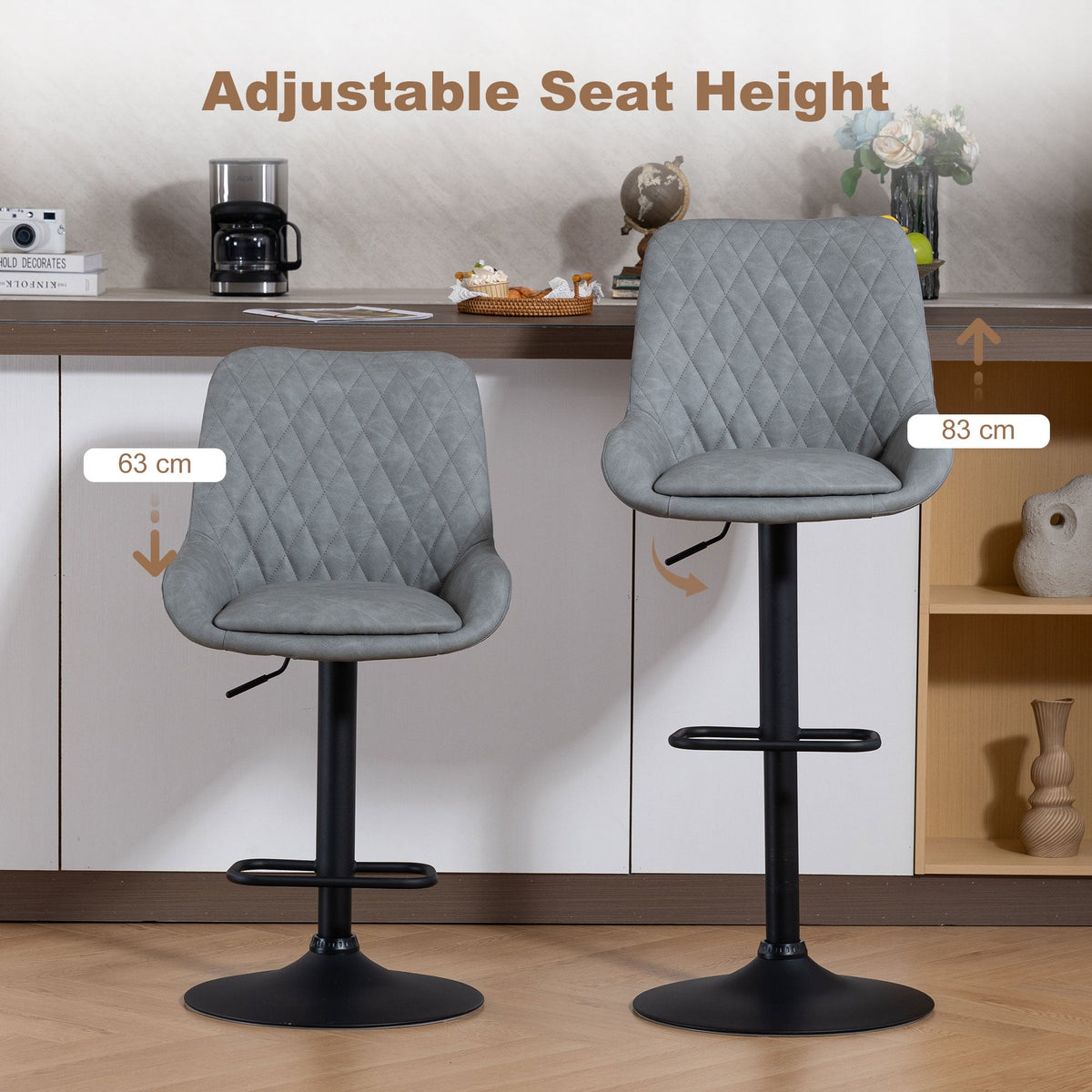 Sinclair Retro Bar Stools in Dove Grey — Set of 2