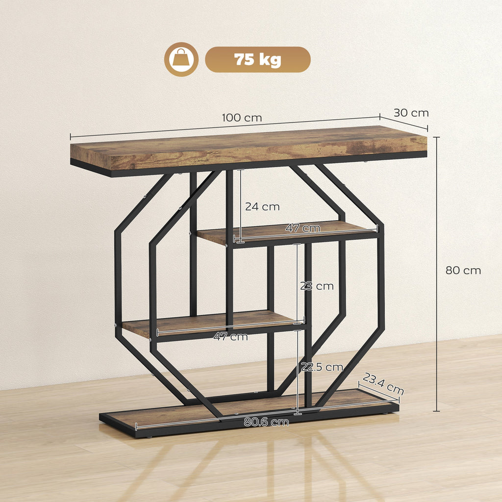 Foundry 4-Tier Console Table in Rustic Oak