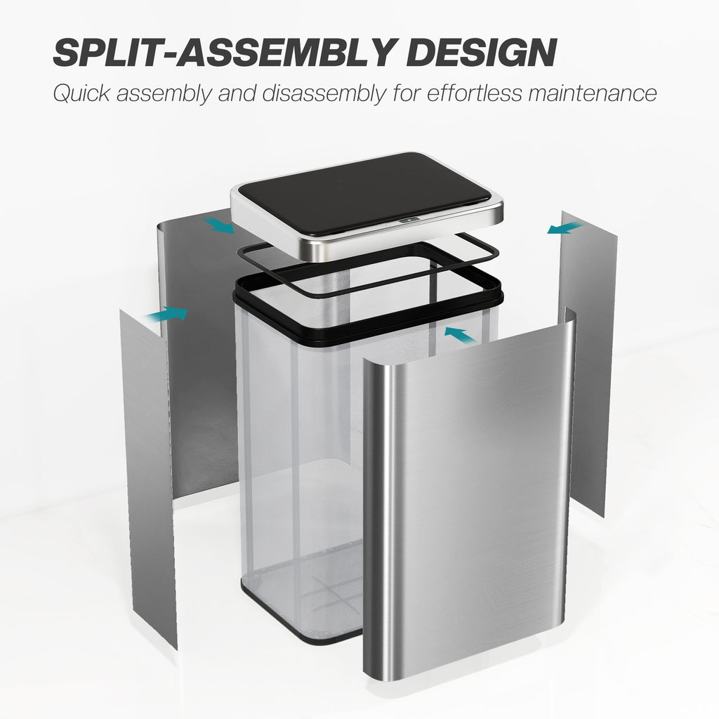 Aurora 40L Touchless Sensor Bin in Brushed Steel