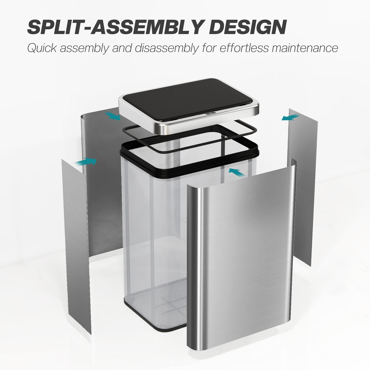 Aurora 40L Touchless Sensor Bin in Brushed Steel