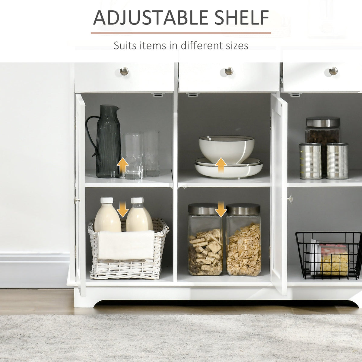 Kingsley Sideboard with Rubberwood Top in White