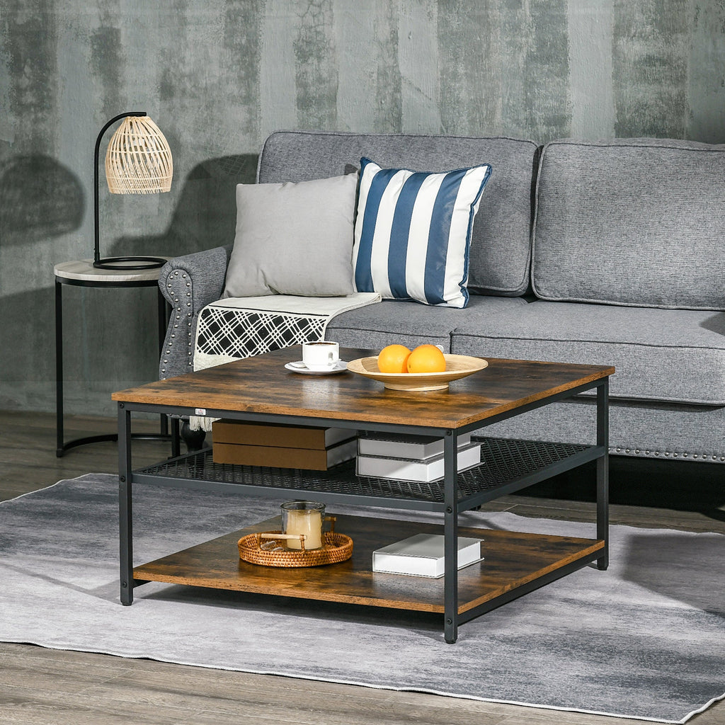 Foundry 3-Tier Coffee Table in Rustic Oak
