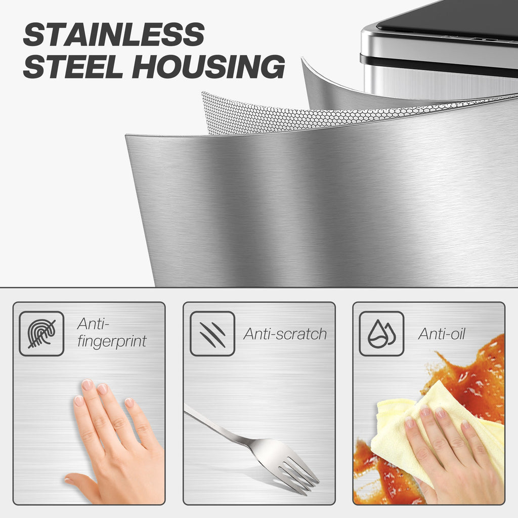 Aurora 40L Touchless Sensor Bin in Brushed Steel