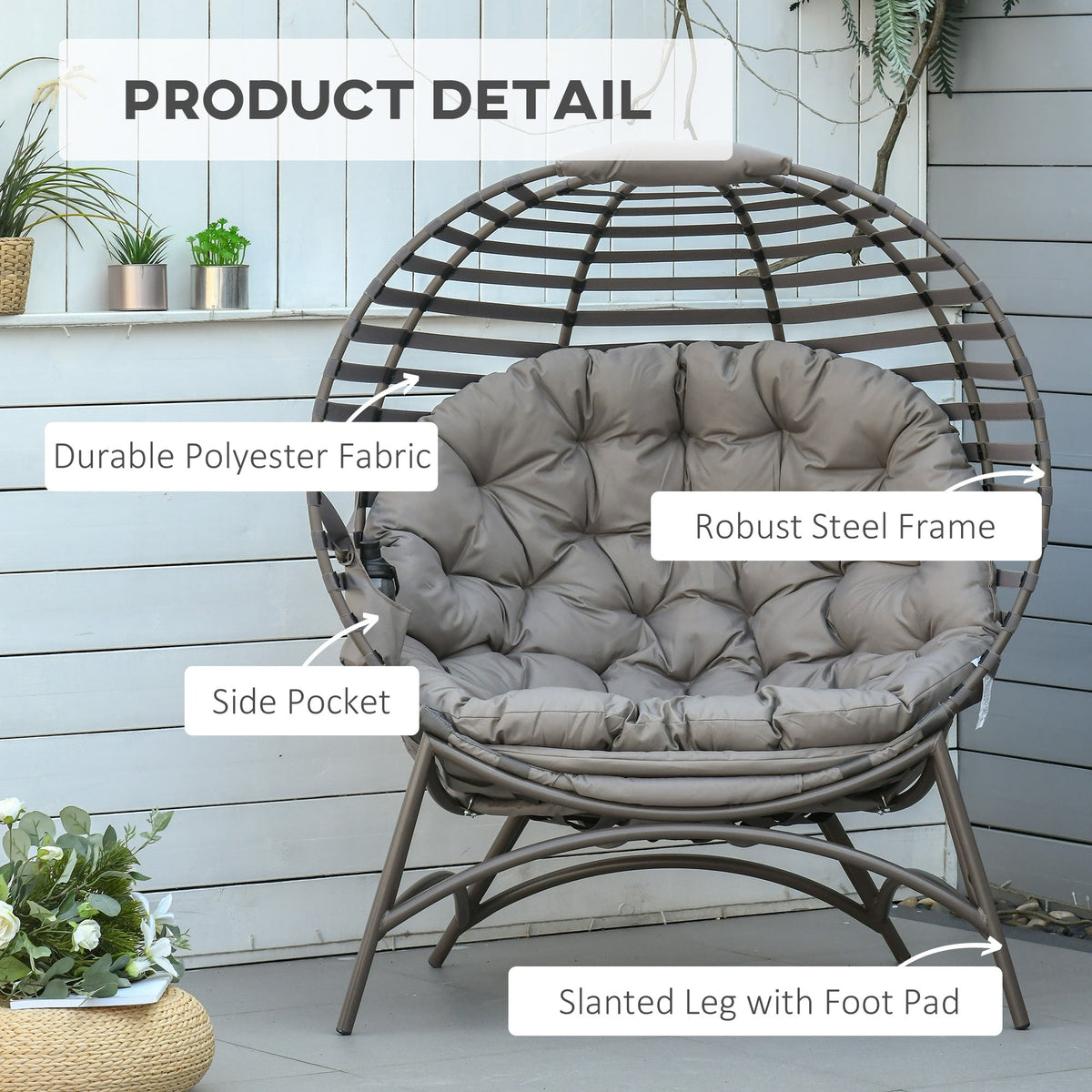 Casella Folding Egg Chair in Sand Brown