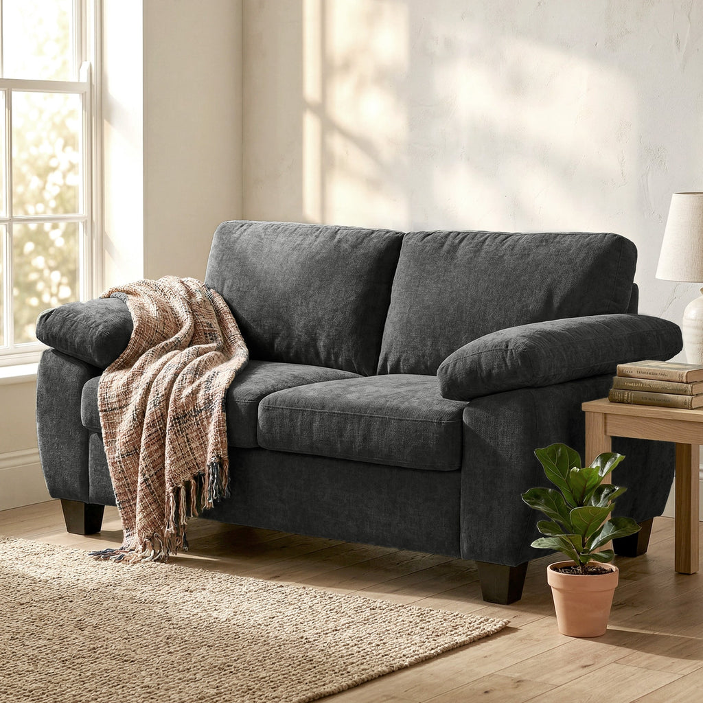 Marlow 2 Seater Chenille Sofa in Slate Grey