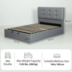 Bramley Gas-Lift Ottoman Bed in Grey — Double