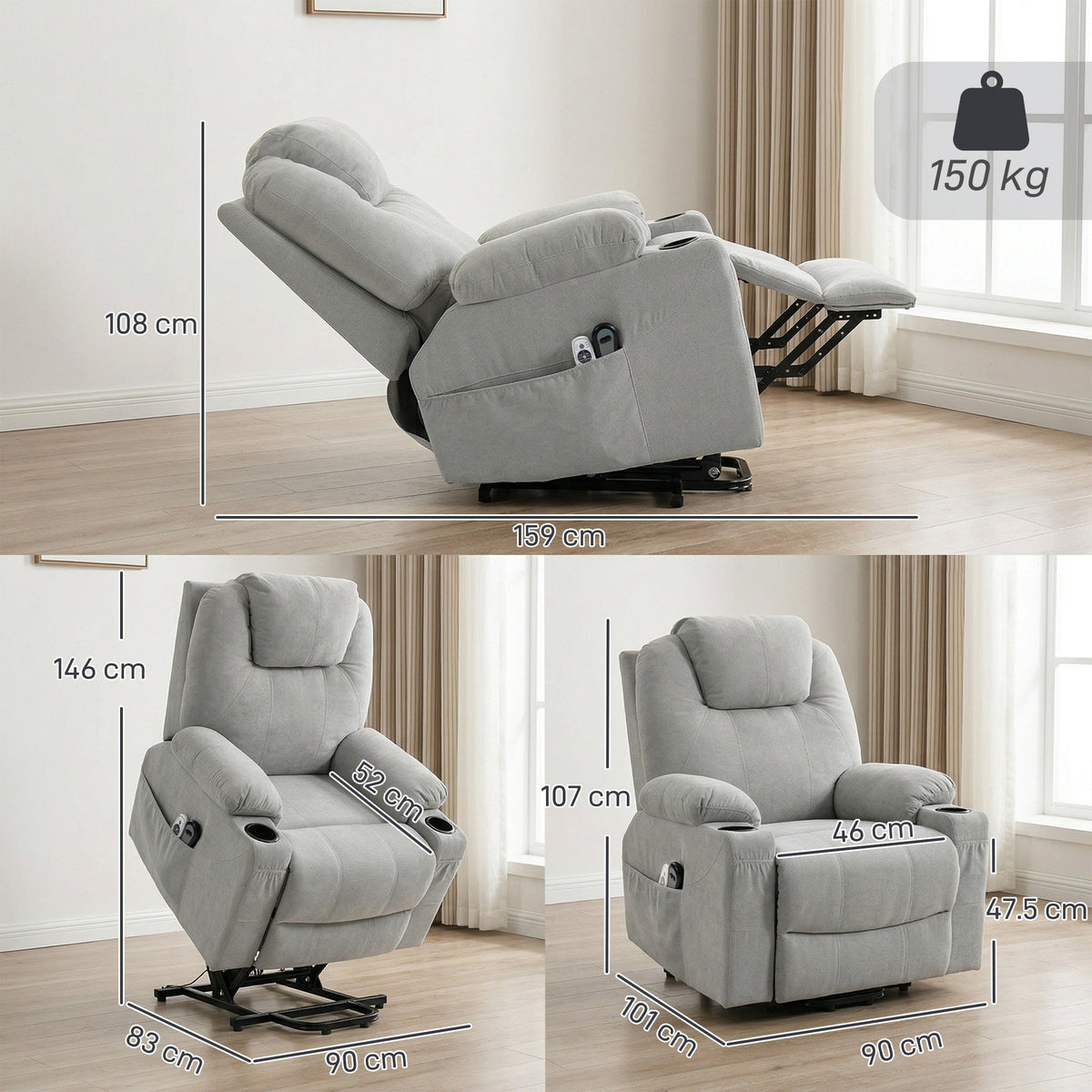 Ellesmere Power Lift Recliner in Pearl Grey