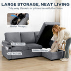 Hensley L-Shaped Corner Sofa Bed in Storm Grey