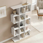 Halden S-Shaped Geometric Bookcase in White Oak