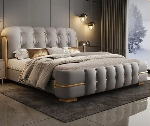 Modern Italian Leather Storage Bed