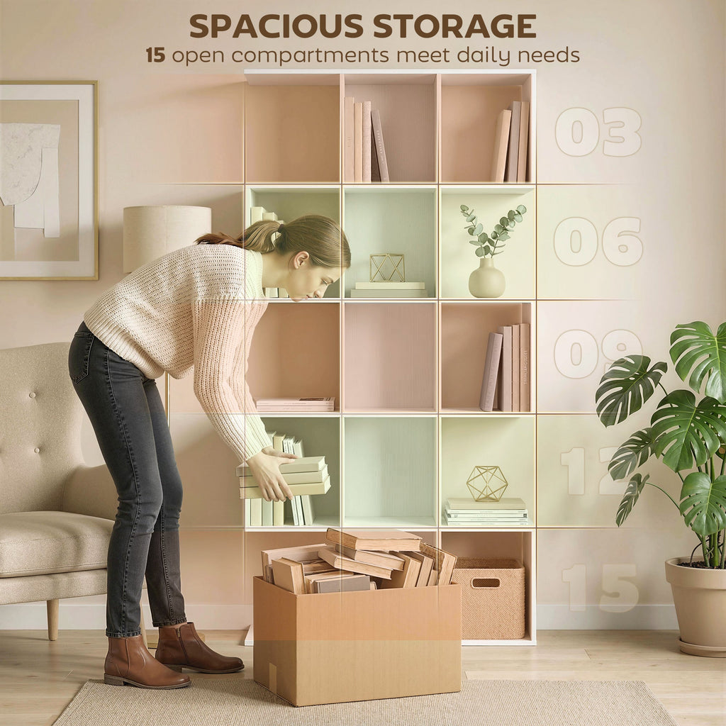 Halden S-Shaped Geometric Bookcase in White Oak