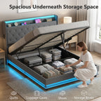 Halston LED Storage Bed Frame in Grey — King