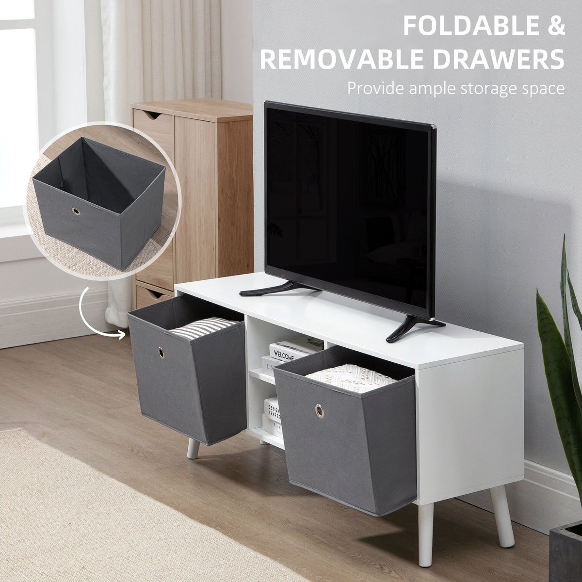 Kingsley TV Unit for Screens up to 50 Inches in White