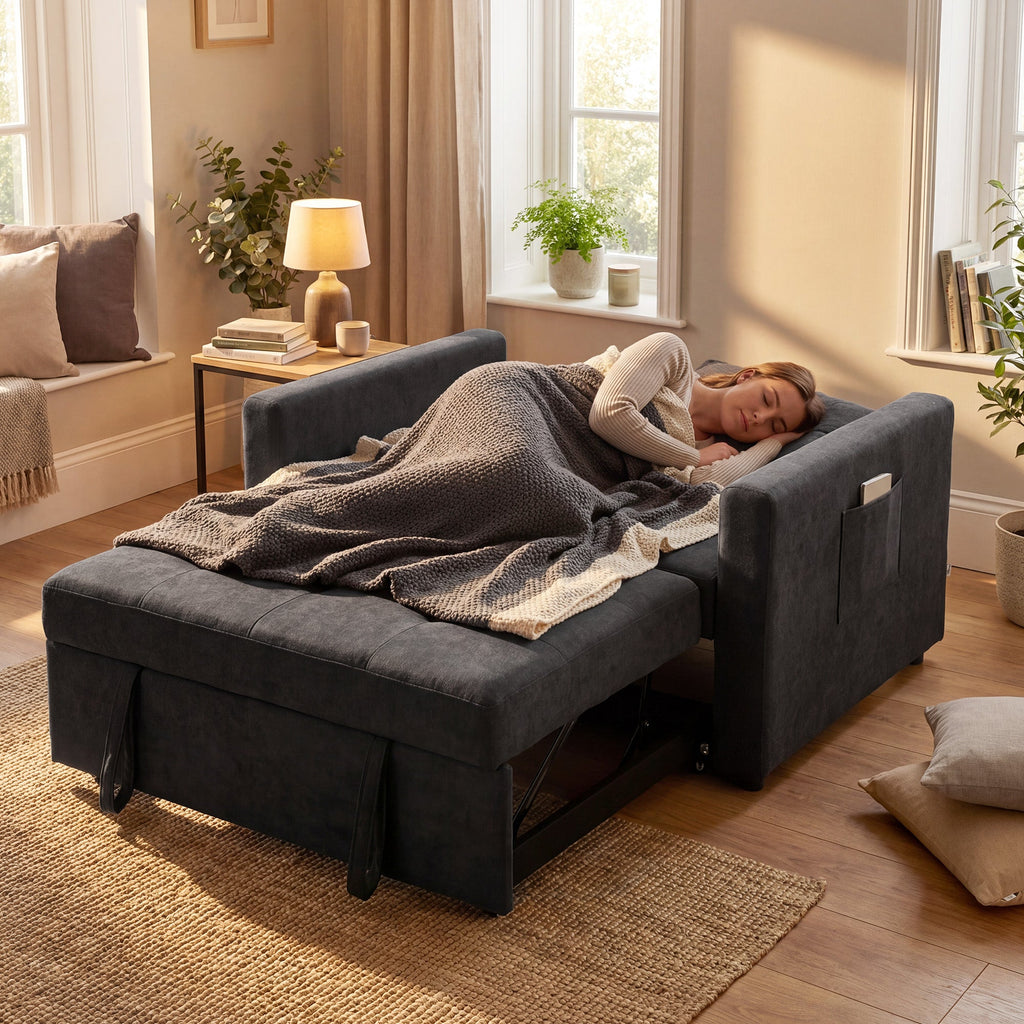 Ashby Convertible Sofa Bed in Jet Black