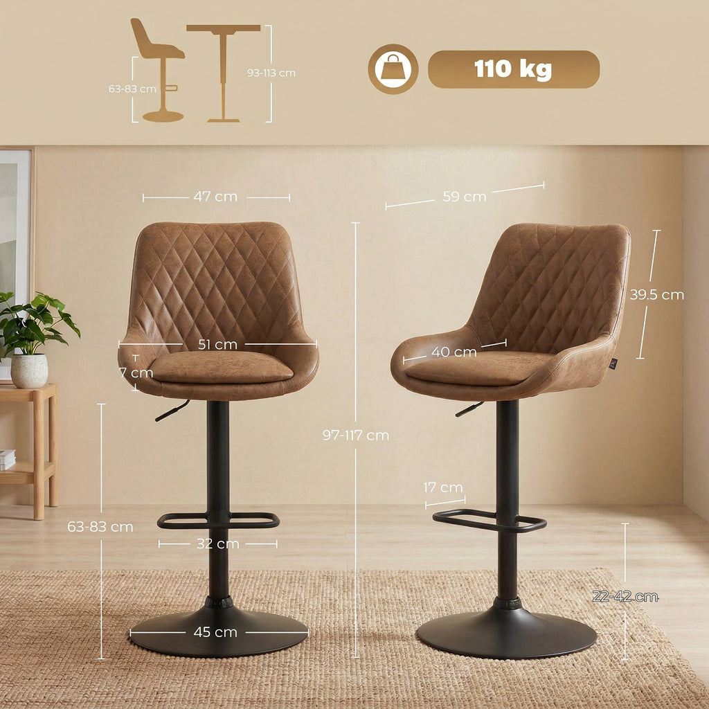 Sinclair Retro Bar Stools in Burnt Orange — Set of 2