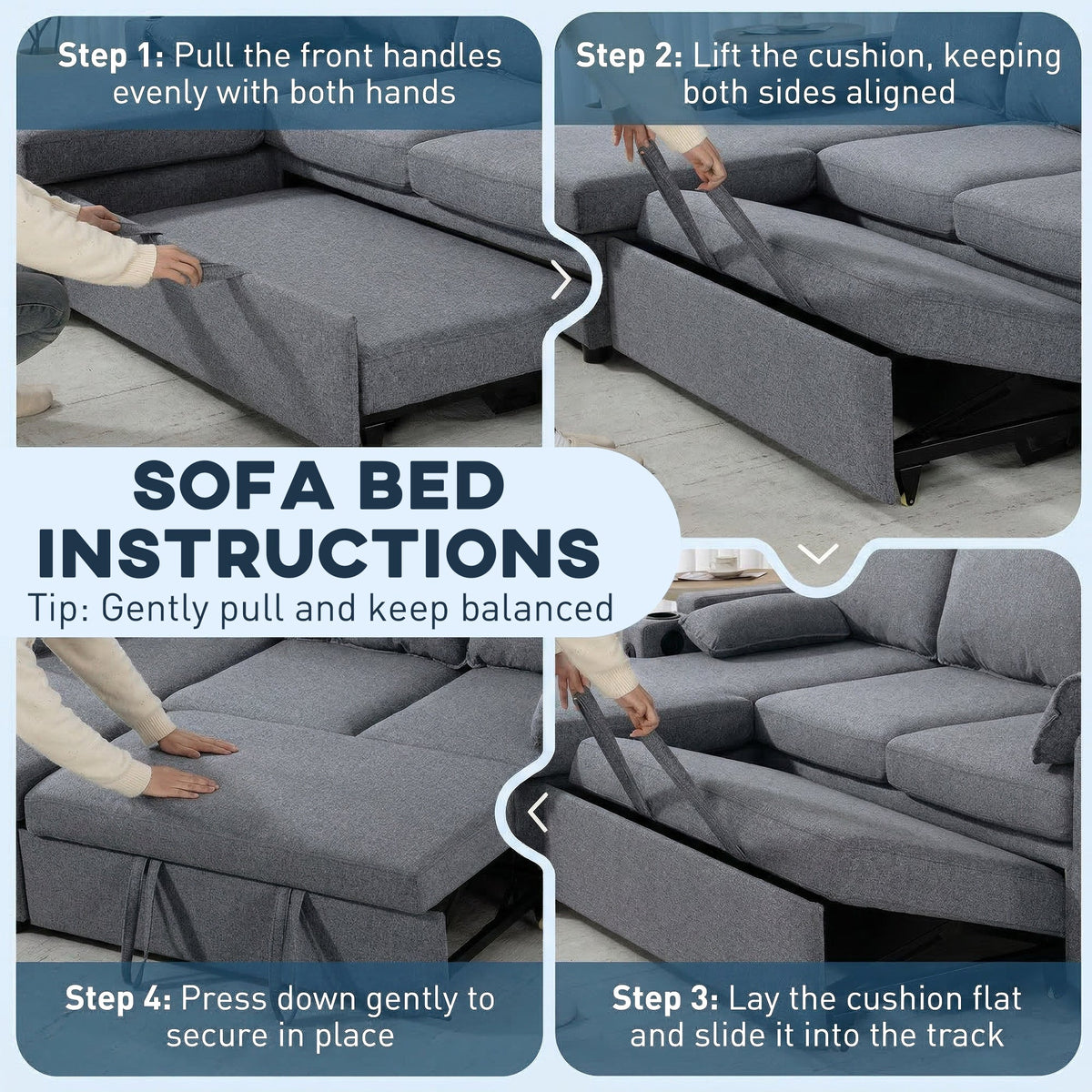 Hensley L-Shaped Corner Sofa Bed in Storm Grey