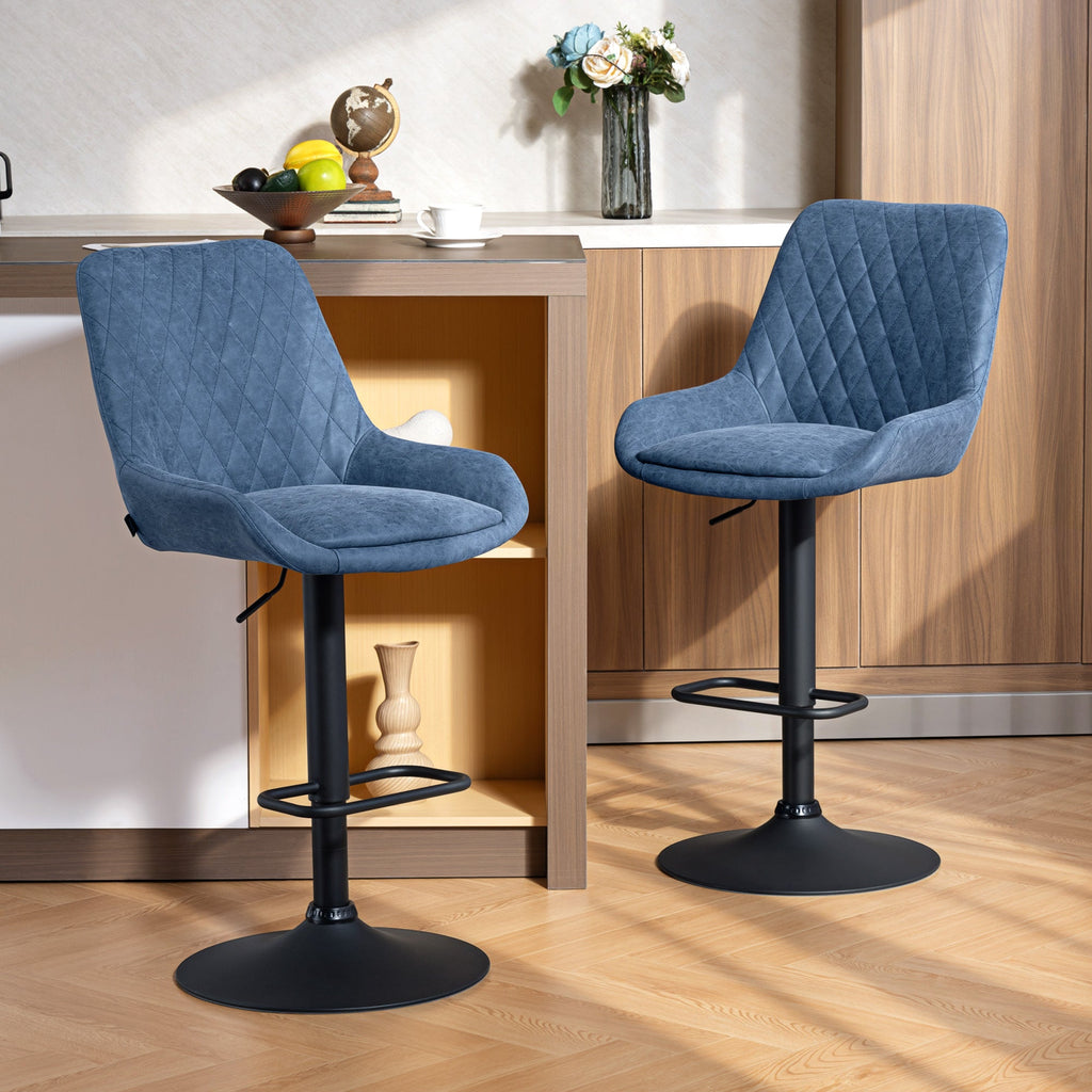 Sinclair Retro Bar Stools in Ink Blue — Set of 2