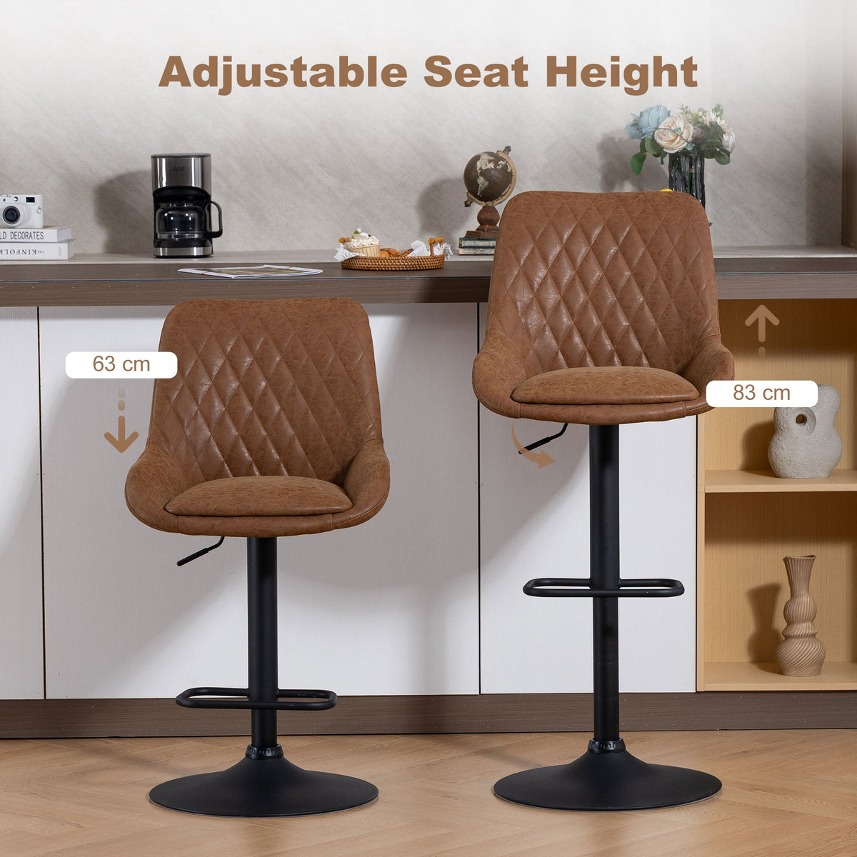 Sinclair Retro Bar Stools in Burnt Orange — Set of 2
