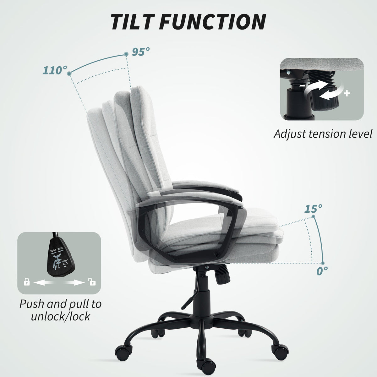 Whitfield Padded Office Chair in Dove Grey