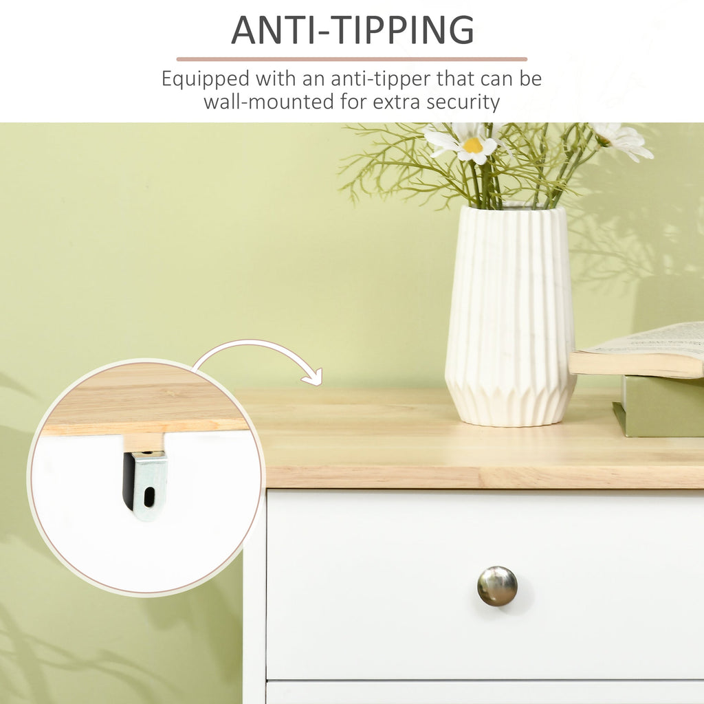Kingsley Sideboard with Rubberwood Top in White