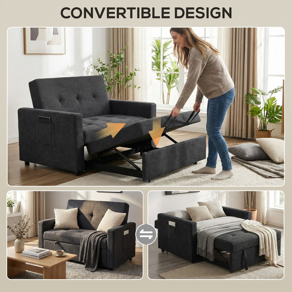 Ashby Convertible Sofa Bed in Jet Black