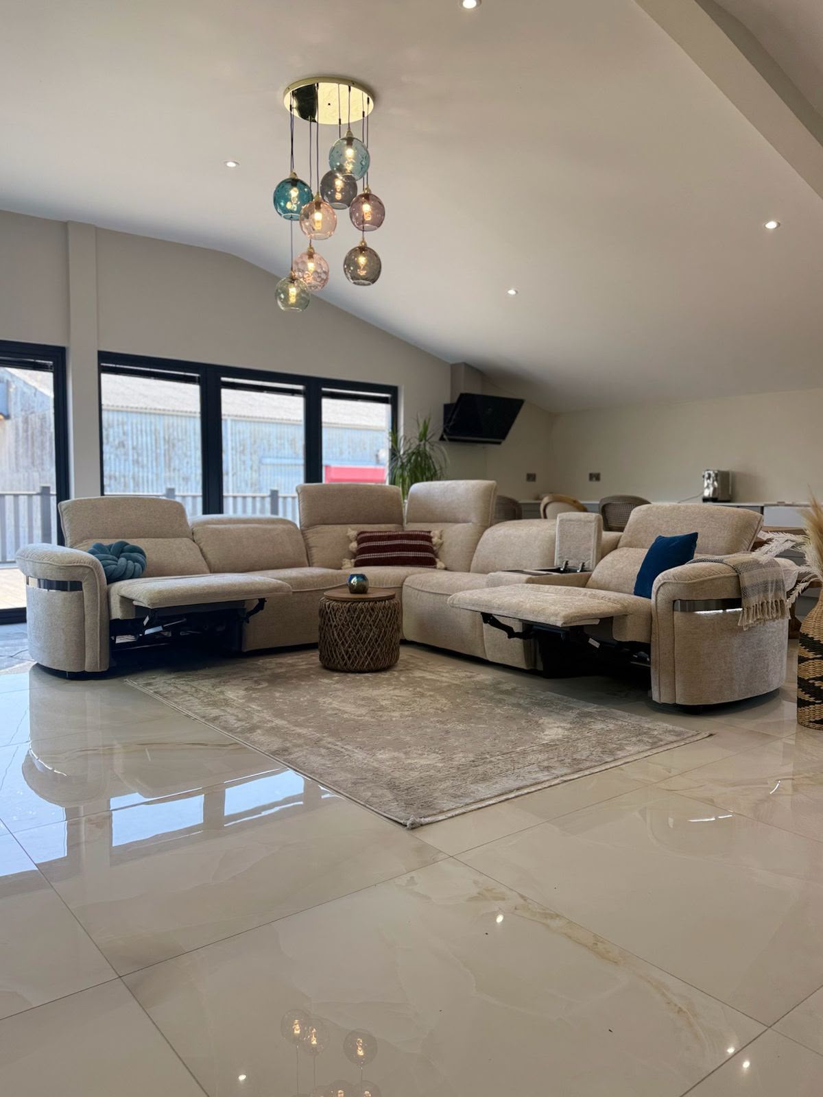Bicester Electric Recliner Corner Sofa with LED & Wireless Charging