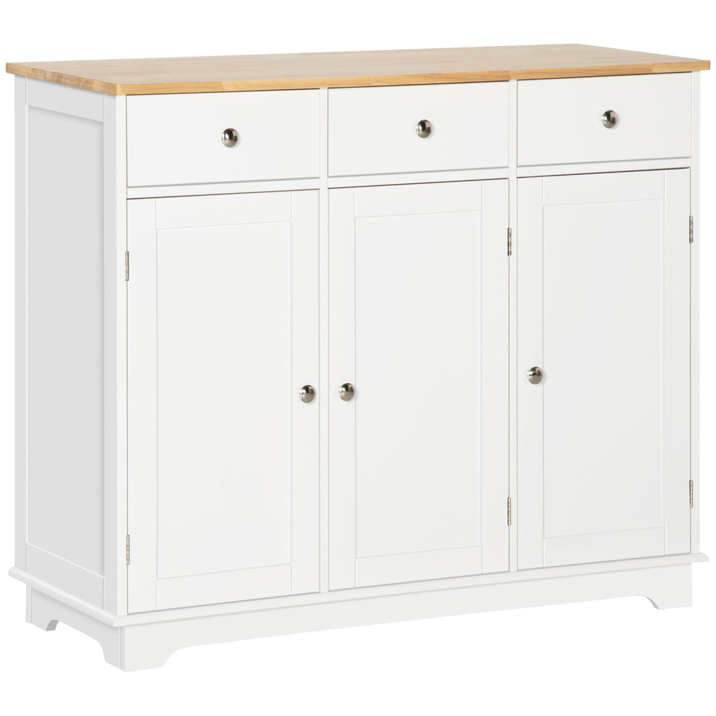 Kingsley Sideboard with Rubberwood Top in White