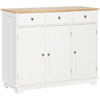 Kingsley Sideboard with Rubberwood Top in White