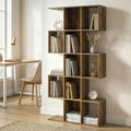 Halden S-Shaped Geometric Bookcase in Rustic Oak