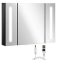 Lumen LED Mirrored Bathroom Cabinet with USB — Black