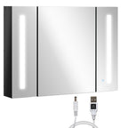 Lumen LED Mirrored Bathroom Cabinet with USB — Black
