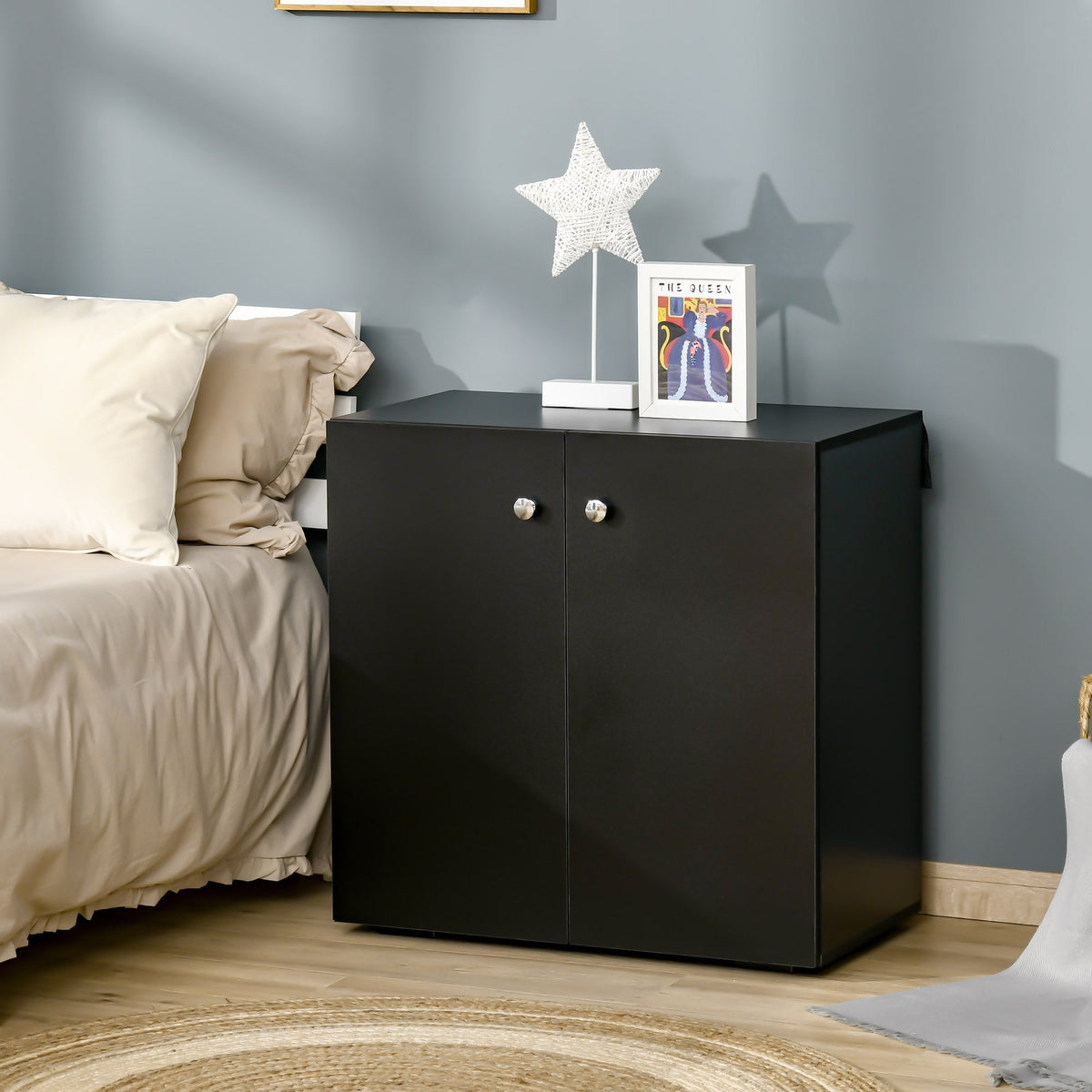Ridley Two-Shelf Storage Cabinet in Black
