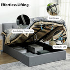 Bramley Gas-Lift Ottoman Bed in Grey — Double