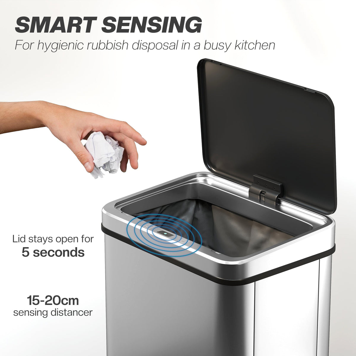 Aurora 40L Touchless Sensor Bin in Brushed Steel