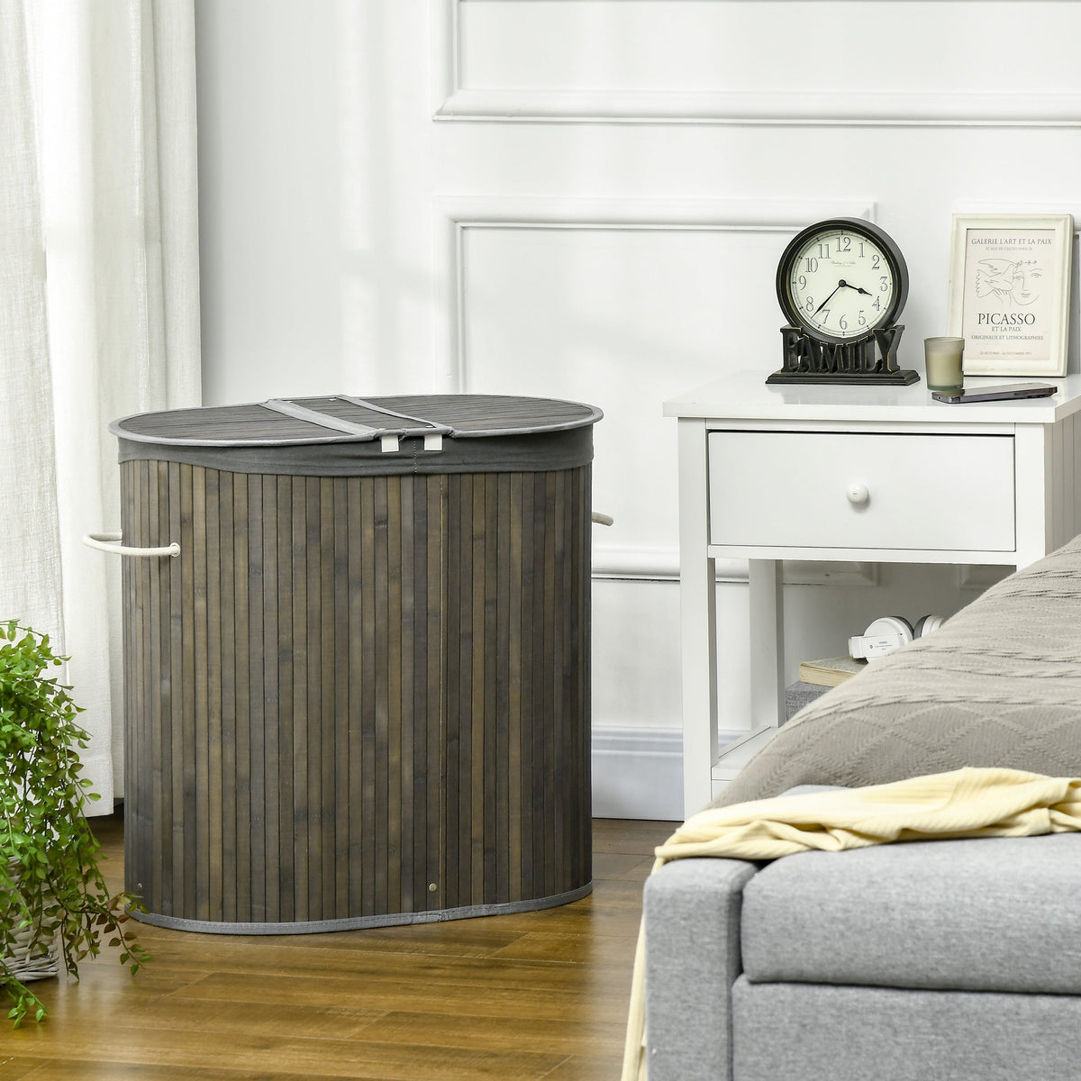 Ashwell 100L Bamboo Laundry Basket in Grey