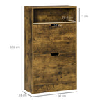 Whitby Slim Shoe Cabinet in Rustic Oak
