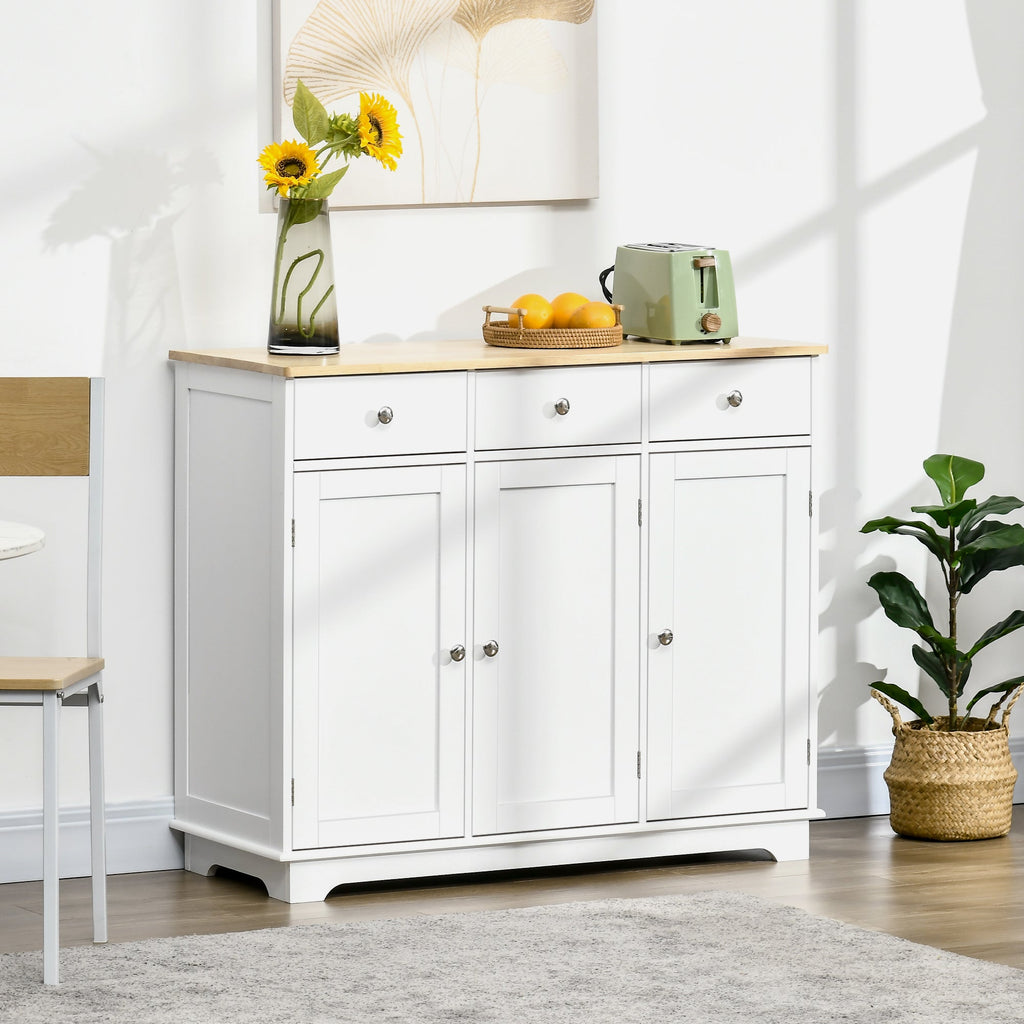 Kingsley Sideboard with Rubberwood Top in White