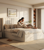 Maddison Cream Velvet Ottoman Storage Bed Double 4FT 6