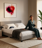 The Marlow grey faux leather bed with gel memory foam mattress - Comfort Crest