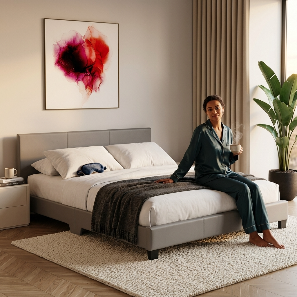 The Marlow grey faux leather bed with gel memory foam mattress - Comfort Crest