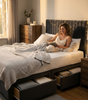 Knight Sleep Emily Charcoal Plush 4FT6 Bed Set With Mattress, 2 Drawers Same Side & 24"Headboard - Double