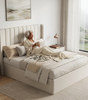 Maddison Cream Velvet Ottoman Storage Bed Double 4FT 6