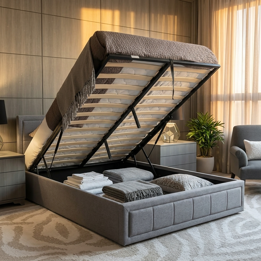Ottoman Bed Frame King Size Storage Bed With Mattress Pocket Sprung & Memory Foam