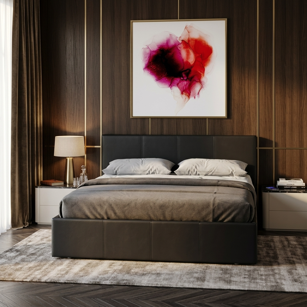 Alnwick small double ottoman storage bed with padded headboard - Comfort Crest